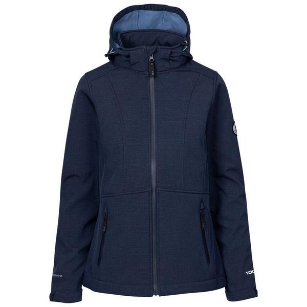 Kurtka Damska Christine DLX Soft Shell. Niebieskie kurtki przejściowe sportowe Trespass, m, bez wzorów, z elastanu, bez kaptura, trekkingowe. Za 250.99 zł.