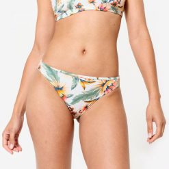 Dół kostiumu kąpielowego surfingowego damski Olaian Nina. Białe bikini OLAIAN, bez wzorów, z elastanu, klasyczne. Za 39.99 zł.