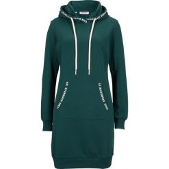 Sukienka dresowa. Szare sukienki bonprix, bez wzorów, z dresówki, bez kołnierzyka, bez ramiączek. Za 99.99 zł.