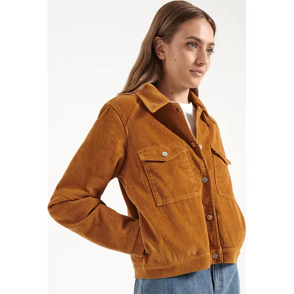 Sztruksowa kurtka oversize z wypełnieniem - Khaki. Brązowe kurtki House, l, bez wzorów, ze sztruksu, bez kaptura. Za 139.99 zł.