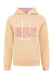 Zwillingsherz Bluza "Enjoy" w kolorze brzoskwiniowym rozmiar: M. Pomarańczowe bluzy Zwillingsherz, m, bez wzorów, bez ramiączek, z kapturem. Za 208.99 zł.