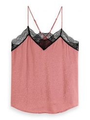 Scotch & Soda Top w kolorze jasnoróżowym rozmiar: 40. Różowe topy sportowe Scotch & Soda, bez wzorów, z koronki. Za 132.36 zł.