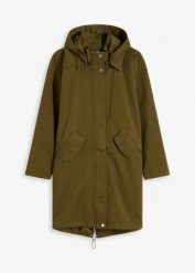 Parka hydrofobowa. Zielone płaszcze bonprix, bez wzorów, bez kaptura. Za 369.99 zł.