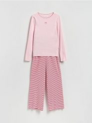 Dwuczęściowa piżama - pastelowy róż. Czerwone piżamy Reserved, l, bez wzorów, z bawełny, bez kołnierzyka, bez ramiączek. Za 139.99 zł.