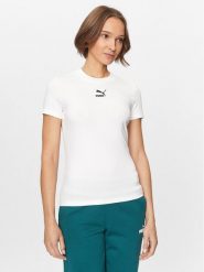 Puma T-Shirt Classics 535610 Biały Tight Fit. Białe t-shirty Puma, l, bez wzorów, z bawełny, bez kołnierzyka, bez ramiączek. Za 79.99 zł.