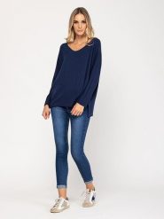 Tantra Sweter w kolorze granatowym rozmiar: onesize. Niebieskie swetry Tantra, bez wzorów, z wełny, bez ramiączek. Za 118.28 zł.