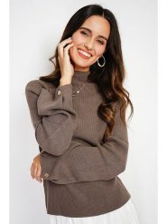 C& Jo Sweter w kolorze szarobrązowym rozmiar: 40. Brązowe swetry C& Jo, bez wzorów, z kaszmiru, klasyczne, bez ramiączek. Za 161.34 zł.