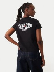 Tommy Jeans T-Shirt Wavy Flag DW0DW22274 Czarny Regular Fit. Czarne t-shirty Tommy Jeans, l, bez wzorów, z bawełny, bez kołnierzyka, bez ramiączek. Za 169.99 zł.