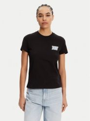 Tommy Jeans T-Shirt Bubble DW0DW21338 Czarny Regular Fit. Czarne t-shirty Tommy Jeans, xxs, bez wzorów, z bawełny, bez kołnierzyka, bez ramiączek. Za 99.99 zł.