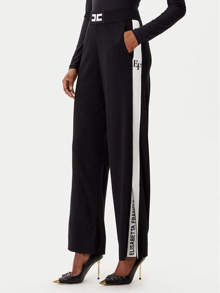 Elisabetta Franchi Spodnie dzianinowe KP-69S-56E2-V380 Czarny Regular Fit. Czarne spodnie materiałowe Elisabetta Franchi, bez wzorów, z dzianiny. Za 1,448.20 zł.