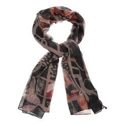 Brązowy Wzorzysty Szal Damski Anekke. Brązowe szaliki i kominy Anekke, bez wzorów, eleganckie. Za 119.00 zł.