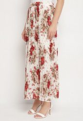 Biała Kwiecista Spódnica o Rozkloszowanym Kroju z Metalicznym Zdobieniem Folariva. Białe spódnice Born2be, na co dzień, m, z aplikacjami, eleganckie, maxi, proste. Za 79.99 zł.