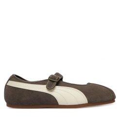 Baleriny Puma. Brązowe baleriny Puma, bez wzorów, bez obcasa, bez zapięcia. Za 329.99 zł.