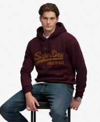 Superdry Bluza z kapturem Vintage Logo Heritage Relaxed — relaxed fit. Czerwone bluzy z kapturem Superdry, xl, bez wzorów, z bawełny, z kapturem. Za 373.45 zł.