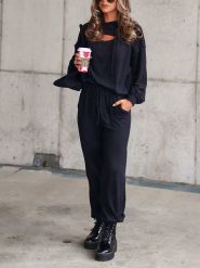 LA Angels 2-częściowy zestaw w kolorze czarnym rozmiar: XL. Czarne spodnie dresowe LA Angels, bez wzorów, z dresówki. Za 179.22 zł.