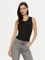 Calvin Klein Top K20K208054 Czarny Slim Fit. Czarne topy Calvin Klein, s, bez wzorów, bez kołnierzyka, bez ramiączek. Za 129.99 zł.