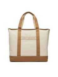 Tommy Hilfiger Torebka Th Summer Canvas Tote AW0AW17421 Beżowy. Brązowe shopper bag Tommy Hilfiger, bez wzorów, z materiału, bez dodatków. Za 259.99 zł.