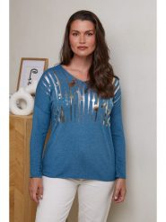Curvy Lady Sweter w kolorze niebieskim rozmiar: 48/50. Niebieskie swetry Curvy Lady, bez wzorów, z bawełny, klasyczne, bez ramiączek. Za 123.82 zł.