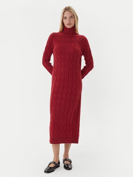 Tommy Hilfiger Sukienka dzianinowa WW0WW46429 Czerwony Slim Fit. Czerwone sukienki Tommy Hilfiger, l, bez wzorów, z dzianiny, bez kołnierzyka, bez ramiączek. Za 639.99 zł.