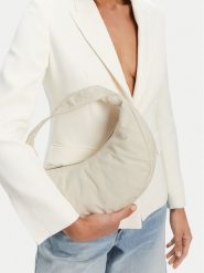 Calvin Klein Torebka Ckj Monogram Pinched Medium Shou LV04F3206G Kremowy. Białe torebki klasyczne Calvin Klein, bez wzorów, z materiału, bez dodatków. Za 224.99 zł.
