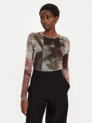 Desigual Bluzka Carson 24WWTK59 Brązowy Regular Fit. Brązowe bluzki Desigual, l, bez wzorów, z syntetyku, bez kołnierzyka, bez ramiączek. Za 159.99 zł.