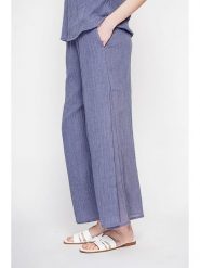 Le Jardin du Lin Lniane kuloty w kolorze niebieskim rozmiar: 42. Niebieskie spodnie materiałowe Le jardin du lin, bez wzorów, ze lnu, z podwyższonym stanem. Za 130.99 zł.