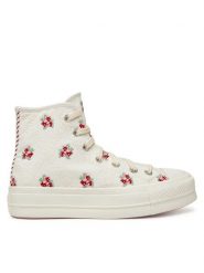 Converse Trampki Chuck Taylor All Star Lift Platform Rose Cross Stitch A13659C Biały. Białe trampki Converse, bez wzorów, z materiału, retro, bez zapięcia. Za 289.99 zł.