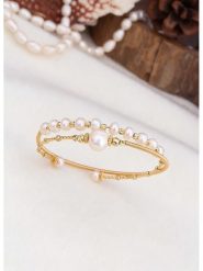 L'Atelier de Gaia Pozłacana bransoletka z perłami rozmiar: onesize. Białe bransoletki L'Atelier de Gaia, z perłą, pozłacane. Za 113.10 zł.