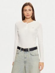 Tommy Jeans Bluzka DW0DW19501 Biały Slim Fit. Białe bluzki Tommy Jeans, l, bez wzorów, z bawełny, bez kołnierzyka, bez ramiączek. Za 129.99 zł.