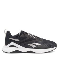 Buty na siłownię Reebok. Czarne buty treningowe Reebok, bez wzorów, bez zapięcia, na fitness i siłownię. Za 199.99 zł.