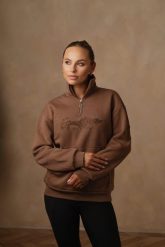 Bluza jeździecka JD ATTACK Ariana. Brązowe bluzy z kapturem JD ATTACK, m, bez wzorów, z materiału, bez kaptura, na fitness i siłownię. Za 239.00 zł.