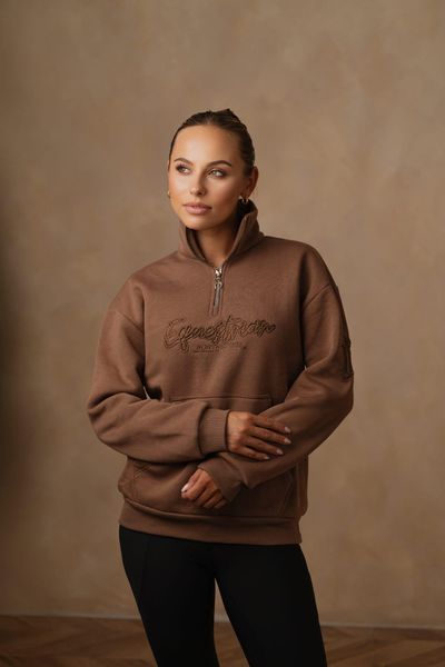Bluza jeździecka JD ATTACK Ariana. Brązowe bluzy z kapturem JD ATTACK, l, bez wzorów, z materiału, bez kaptura, na fitness i siłownię. Za 239.00 zł.