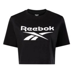 Reebok Identity Crop T-shirt Czarny. Czarne t-shirty Reebok, bez wzorów, sportowe, bez kołnierzyka, bez ramiączek. Za 66.99 zł.