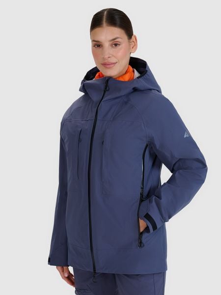 4F Kurtka trekkingowa membrana 20000 damska - szara XS. Szare kurtki 4f, m, bez wzorów, z dzianiny, klasyczne, bez kaptura. W wyprzedaży za 599.99 zł.