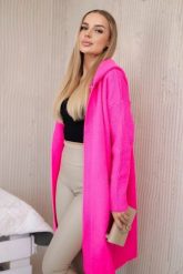 Sweter Kardigan z kapturem różowy neon. Czerwone swetry KESI, l, bez wzorów, z lycry, biznesowe, plus size, bez ramiączek. Za 218.51 zł.