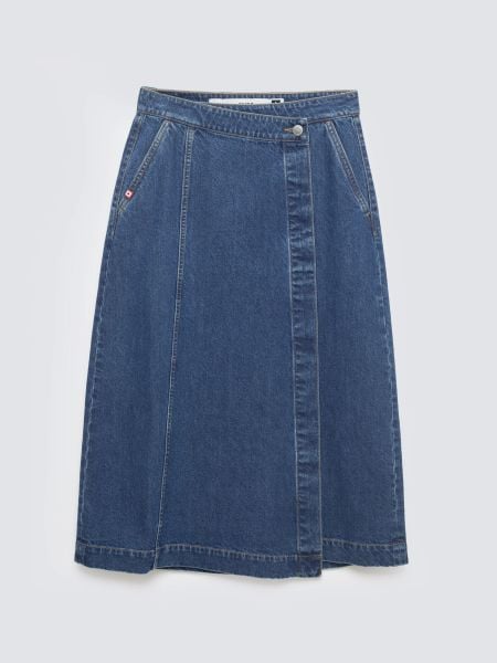 Spódnica damska midi jeansowa granatowa Roxana 567. Niebieskie spódnice BIG STAR, na co dzień, bez wzorów, z bawełny, midi, kopertowe. W wyprzedaży za 119.99 zł.