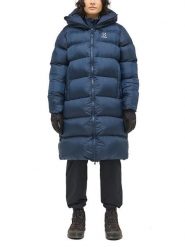 Haglöfs Płaszcz zimowy "Long Mimic" w kolorze granatowym rozmiar: M. Niebieskie płaszcze Haglöfs, na zimę, m, bez wzorów, z materiału, bez kaptura. Za 654.23 zł.