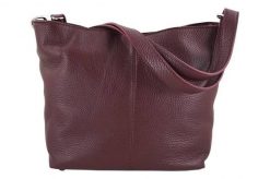 Listonoszka skórzana BARBERINI'S bordowa 12-5. Czerwone shopper bag Barberinis, bez wzorów, ze skóry, biznesowe, duże, bez dodatków. Za 199.99 zł.