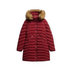 Parka dla kobiet Superdry Fuji. Czerwone płaszcze Superdry, na zimę, bez wzorów, bez kaptura. Za 632.50 zł.