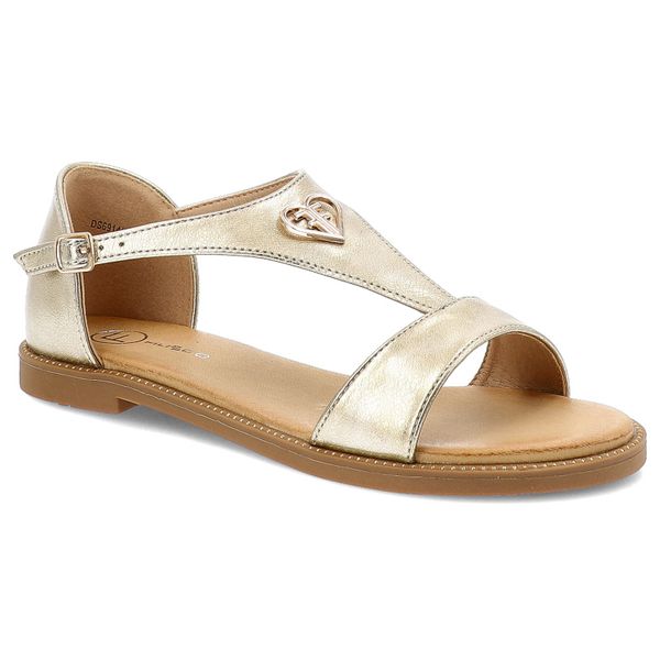 Złote Sandały Filippo Eleganckie Obuwie Damskie. Żółte sandały Filippo, z aplikacjami, eleganckie, bez obcasa, na płaskiej podeszwie, bez zapięcia. Za 99.99 zł.