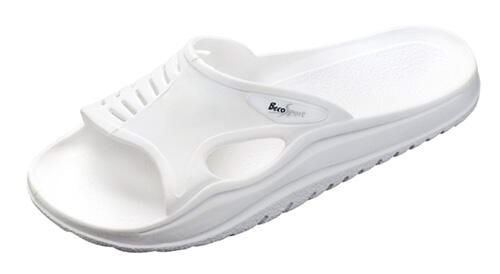 Beco klapki do sauny unisex EVA, białe. Białe klapki 47 Brand, bez wzorów, z materiału, bez obcasa, bez zapięcia. Za 186.99 zł.