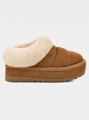 UGG Skórzane kapcie "Tazzlita" w kolorze jasnobrązowym rozmiar: 41. Brązowe kapcie UGG, bez wzorów, ze skóry. Za 421.67 zł.