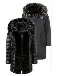 Heine Dwustronny płaszcz puchowy w kolorze czarnym rozmiar: 42. Czarne płaszcze Heine, bez wzorów, z puchu, bez kaptura. Za 168.95 zł.