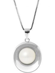 Pearline Srebrny naszyjnik z perłą w kolorze białym - dł. 42 cm rozmiar: onesize. Białe naszyjniki Pearline, z materiału, z perłą, srebrne. Za 239.99 zł.