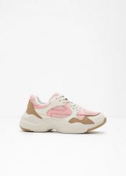 Sneakersy chunky. Brązowe buty sportowe lifestyle bonprix, bez wzorów, z materiału, sportowe, bez zapięcia. Za 147.99 zł.
