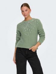 ONLY Sweter w kolorze zielonym rozmiar: M. Zielone swetry ONLY, m, bez wzorów, ze splotem, bez ramiączek. Za 114.44 zł.