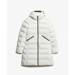 Damska kurtka puchowa Superdry. Białe kurtki Superdry, na zimę, bez wzorów, z puchu, bez kaptura. Za 729.10 zł.