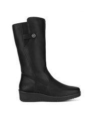 Rieker Kozaki Y4655-00 Czarny. Czarne kozaki Rieker, bez wzorów, ze skóry, bez obcasa, na płaskiej podeszwie, bez zapięcia. Za 343.00 zł.