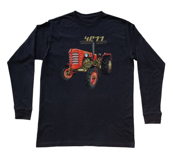 Zetor 4011 — bluzka z długim rękawem (Rozmiar: XL (dorosła); Kolor koszulki: czarny; Rodzaj nadruku: Zetor 4011). Czarne bluzki nikiniki, s, bez wzorów, z bawełny, bez kołnierzyka, bez ramiączek. Za 99.00 zł.