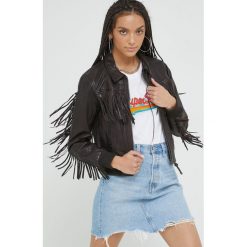 Superdry kurtka skórzana damska kolor brązowy przejściowa. Brązowe kurtki Superdry, l, bez wzorów, bez kaptura. Za 1,859.90 zł.